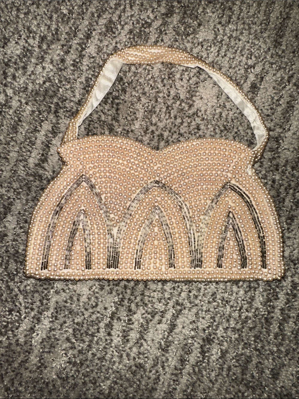 Vintage Pearl Beaded Cream Evening Handbag